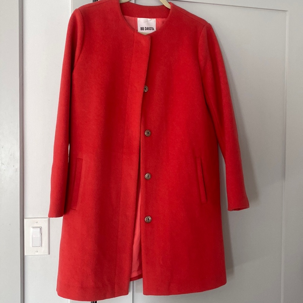 BB Dakota snap front jacket coral color
